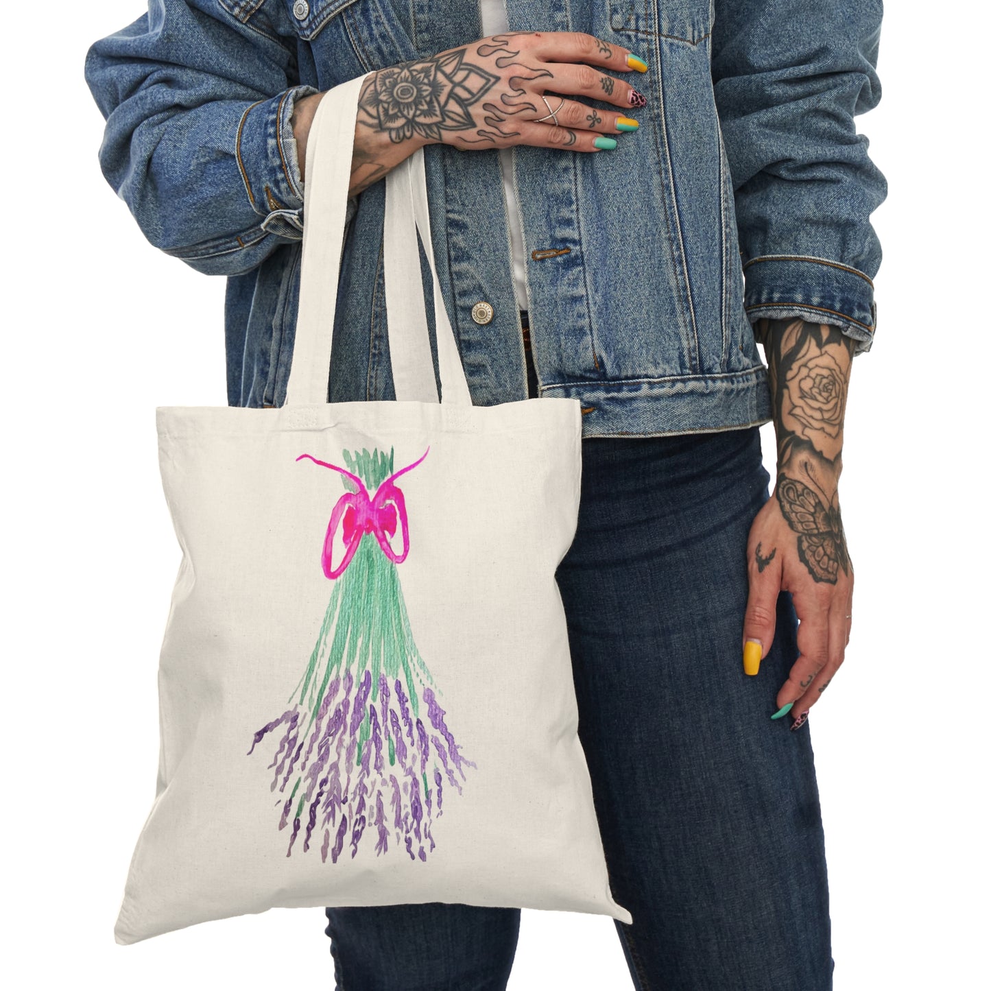 Natural Tote Bag - Lavender