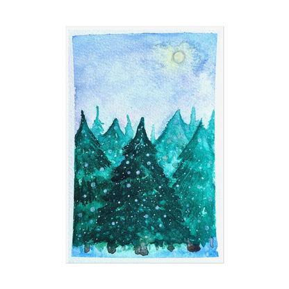 Serene Nature Rolled Poster - Watercolor Forest Landscape Art