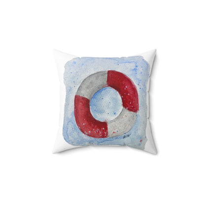 Spun Polyester Square Pillow - life buoy