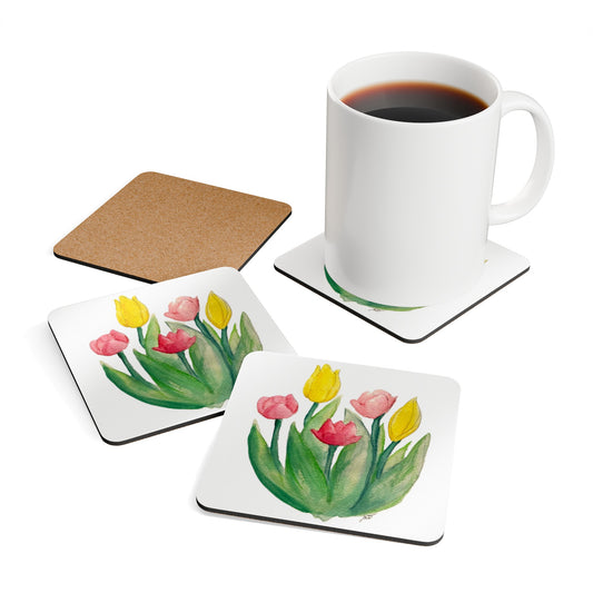 Corkwood Coaster Set - Tulips