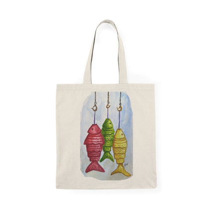 Natural Tote Bag - Fish hooks