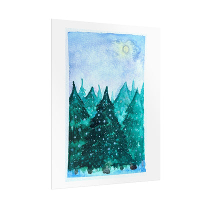 Serene Nature Rolled Poster - Watercolor Forest Landscape Art