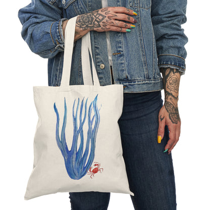 Natural Tote Bag - coral crab