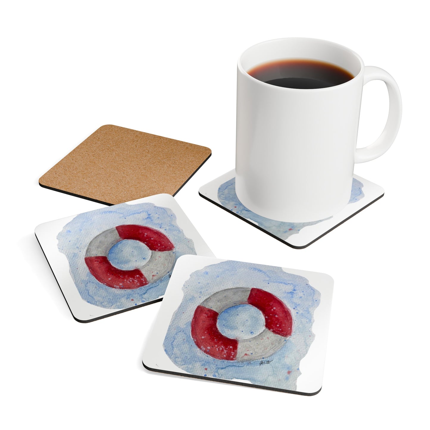 Corkwood Coaster Set - Life Buoy