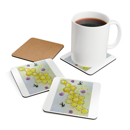 Corkwood Coaster Set bees