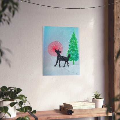 Whimsical  Raindeer Fine Art Poster - Winter Wonderland Decor