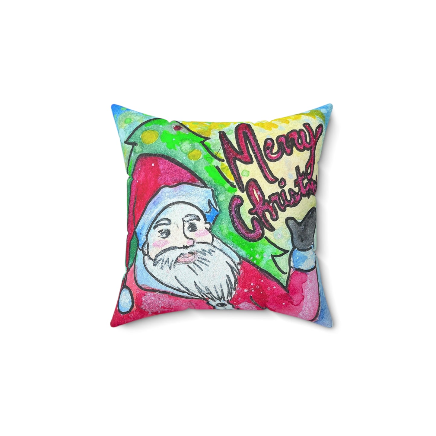 Festive Santa Square Pillow - Merry Christmas Home Decor