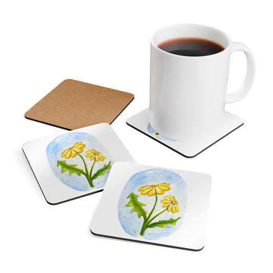 Corkwood Coaster Set - Daisy