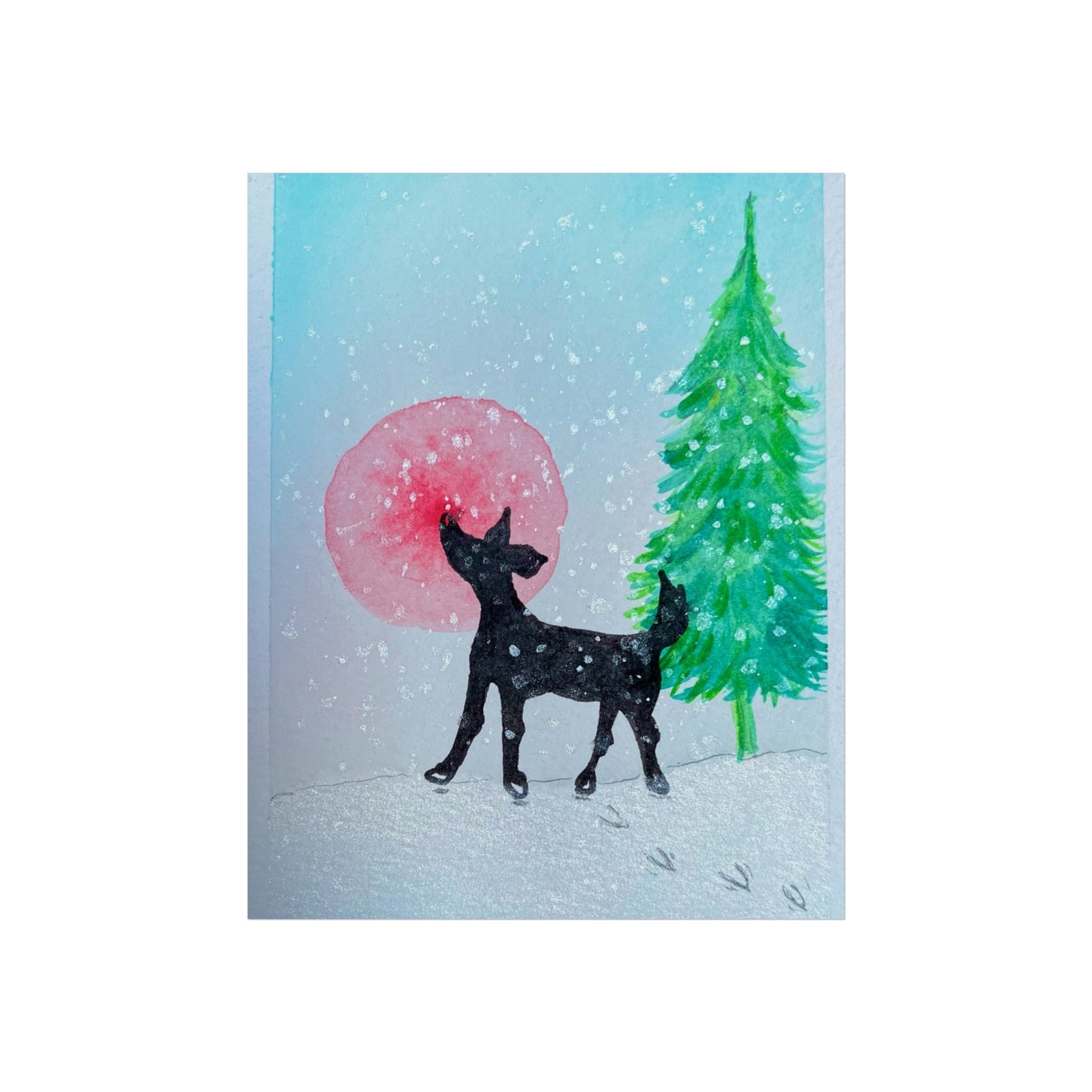 Whimsical  Raindeer Fine Art Poster - Winter Wonderland Decor