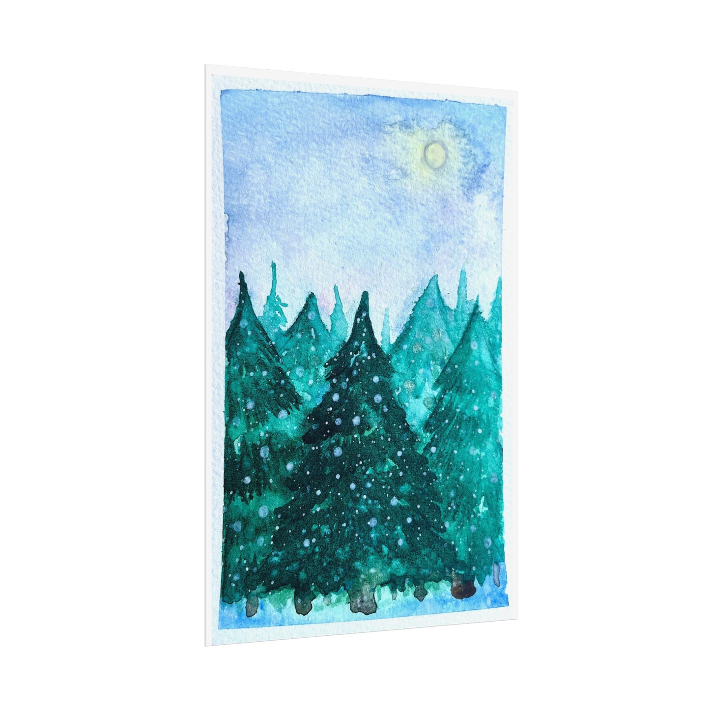 Serene Nature Rolled Poster - Watercolor Forest Landscape Art