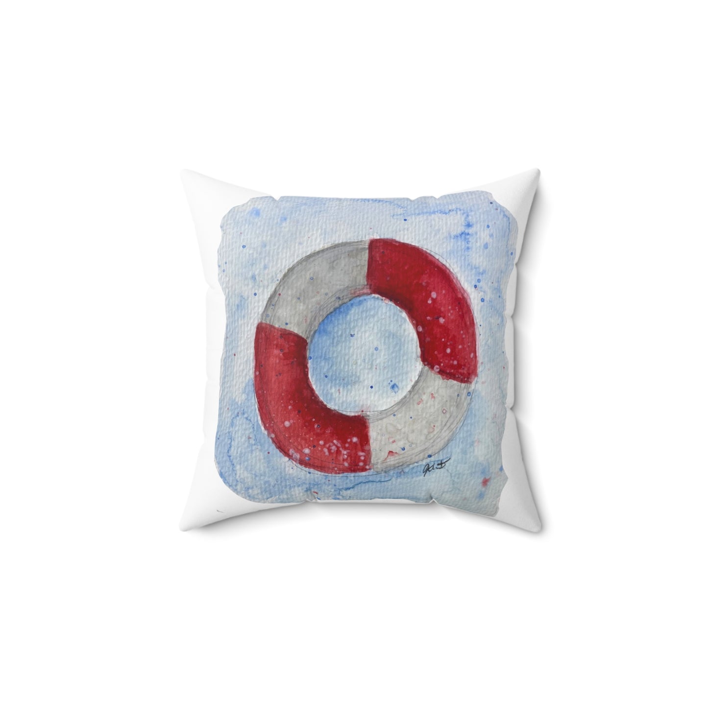 Spun Polyester Square Pillow - life buoy