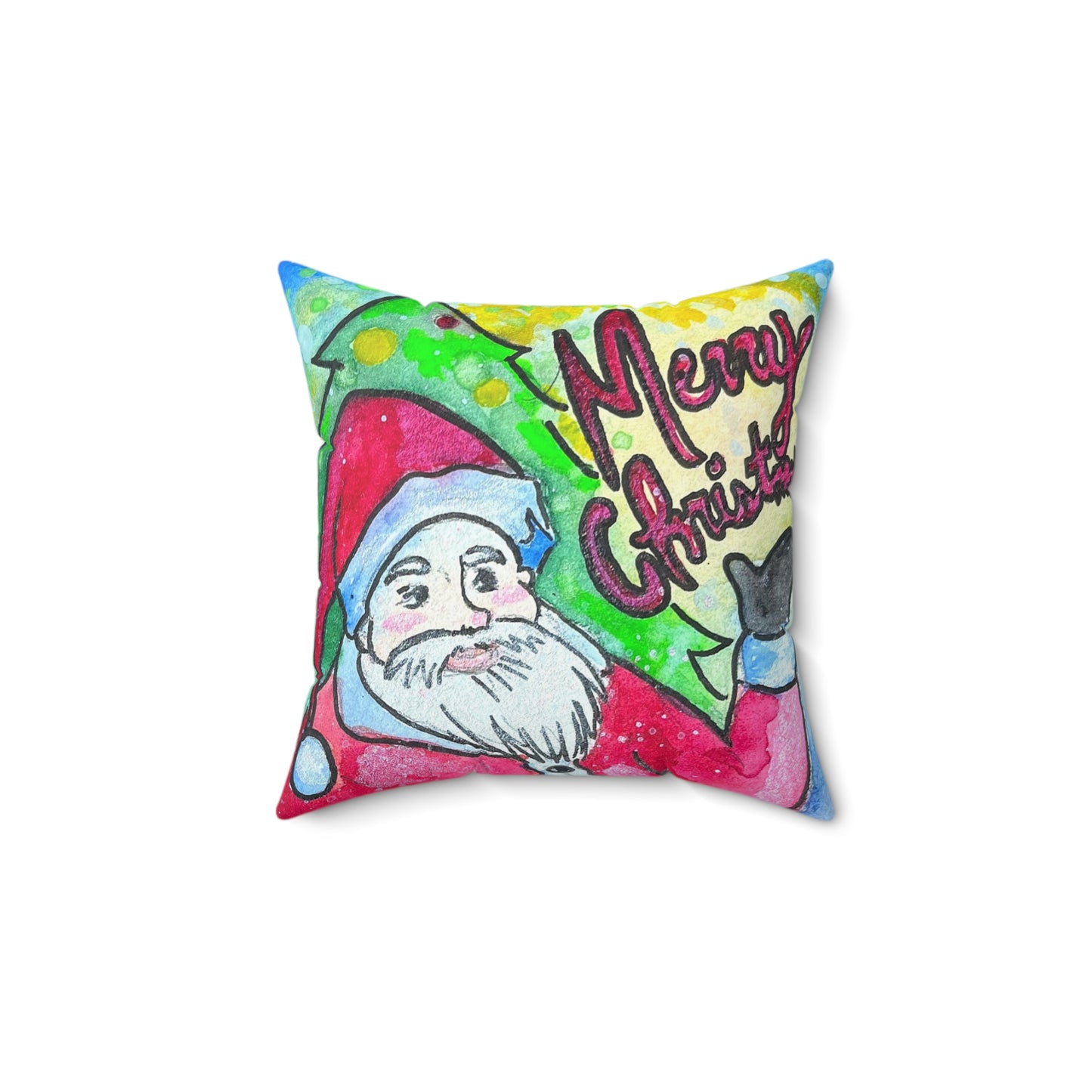 Festive Santa Square Pillow - Merry Christmas Home Decor