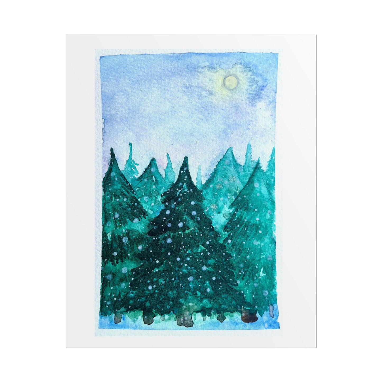 Serene Nature Rolled Poster - Watercolor Forest Landscape Art