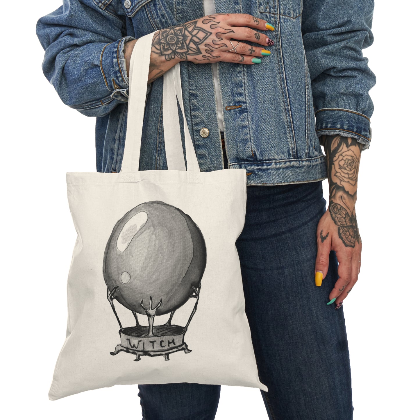 Natural Tote Bag - Crystal ball B&W