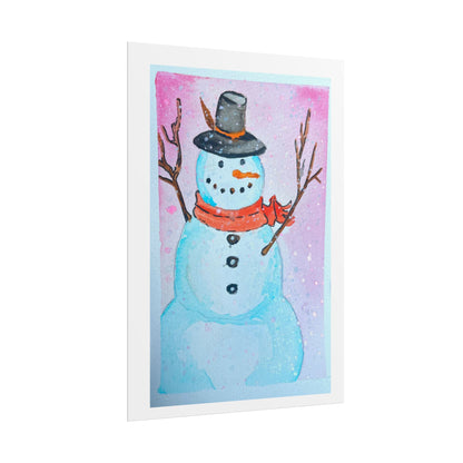 Whimsical Snowman Rolled Poster - Winter Decor for Holiday Celebrations