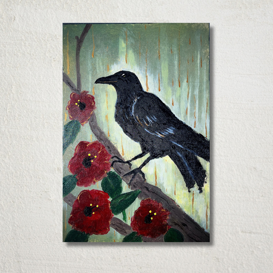 Le Corbeau - Acrylique sur bois 8''x 11.5''