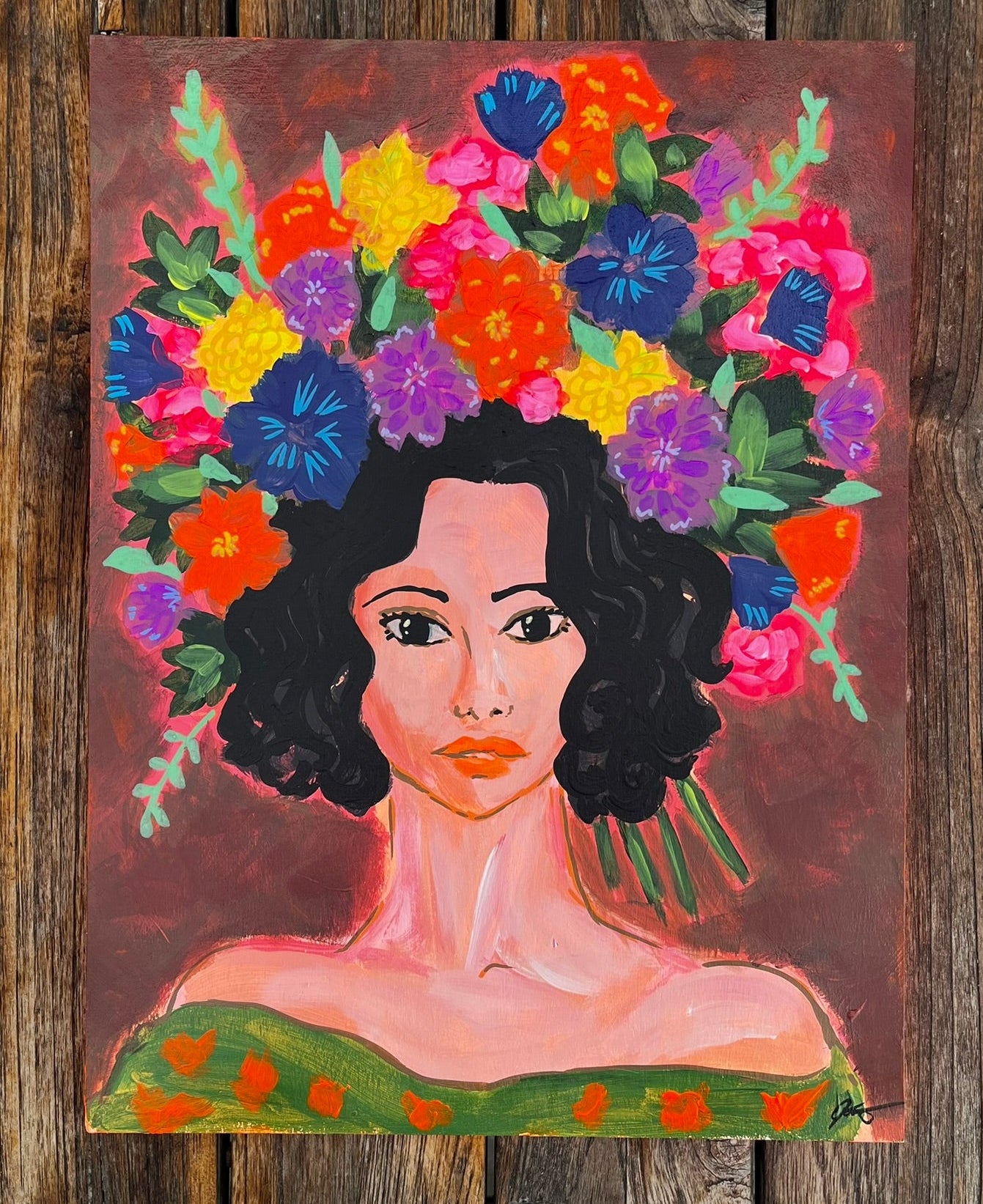 Les Gardiennes du Printemps (4/4) - Acrylique sur bois 12x16