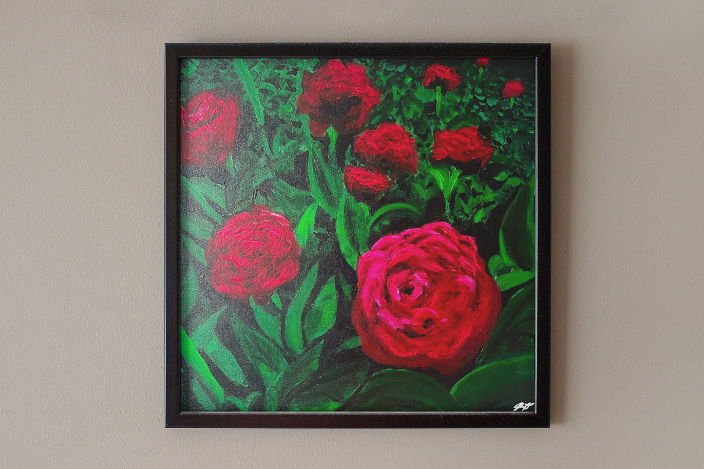 Miss Pivoine - Peinture Acrylique sur toile 16 x 16''
