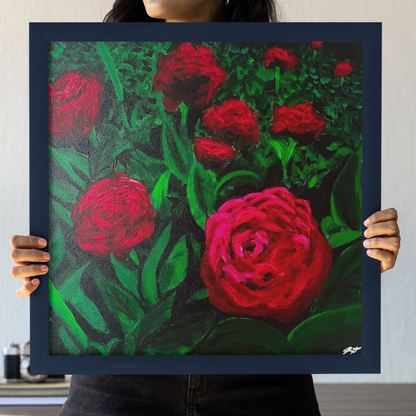 Miss Pivoine - Peinture Acrylique sur toile 16 x 16''