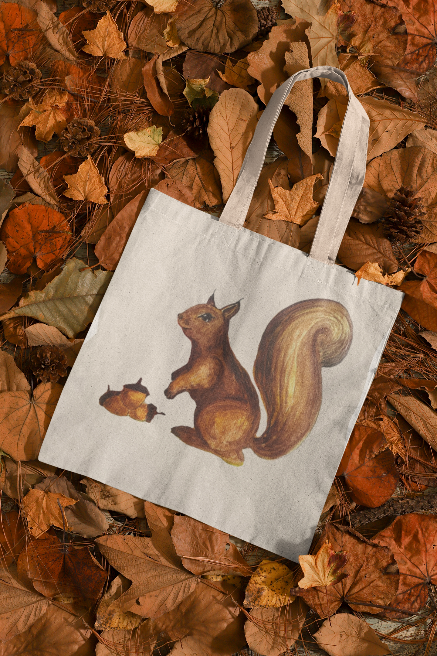 Natural Tote Bag - squirrel