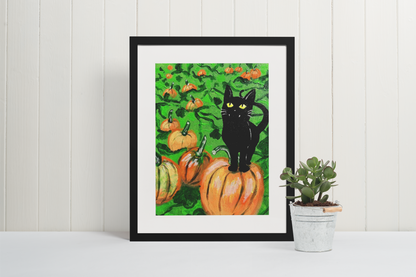 Chat et Citrouilles -Imprimé | Cat and Pumpkin