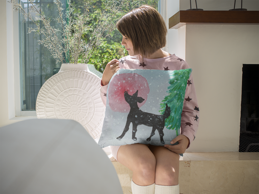 Winter-Themed Decorative Pillow with Raindeer Design