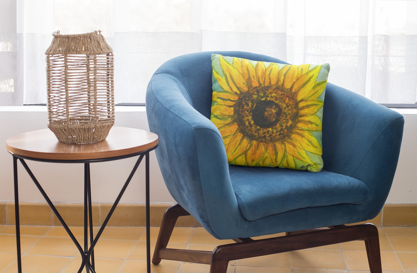 Spun Polyester Square Pillow - sunflower