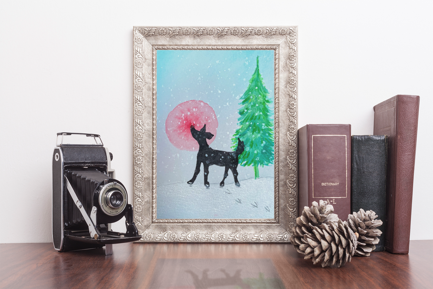 Whimsical  Raindeer Fine Art Poster - Winter Wonderland Decor