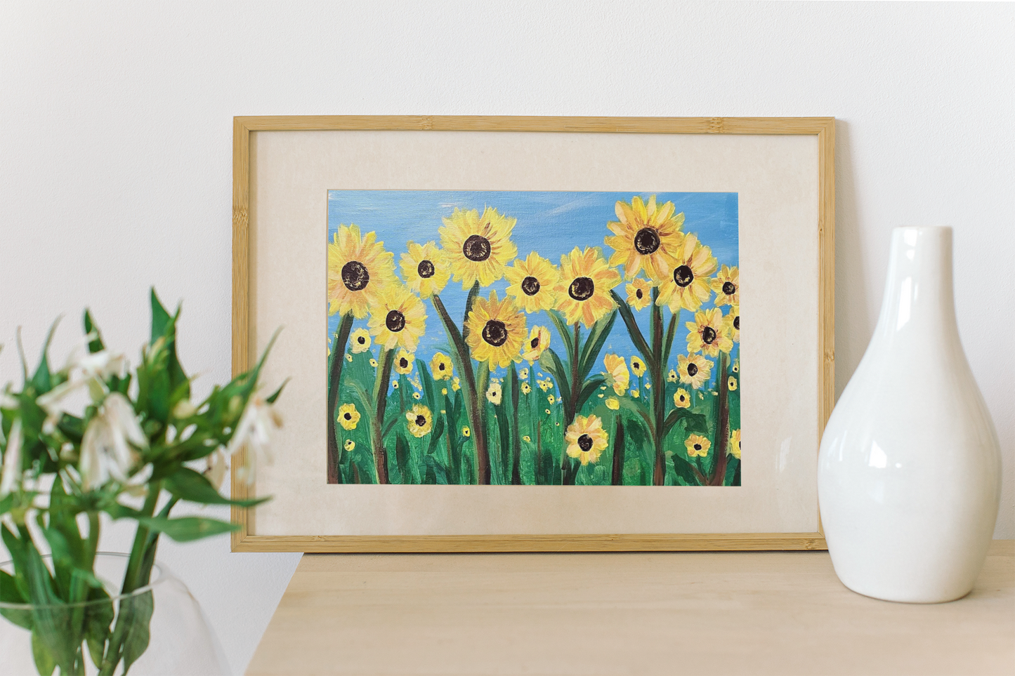 Sunflower field  12"X 16" Acrylic Canvas