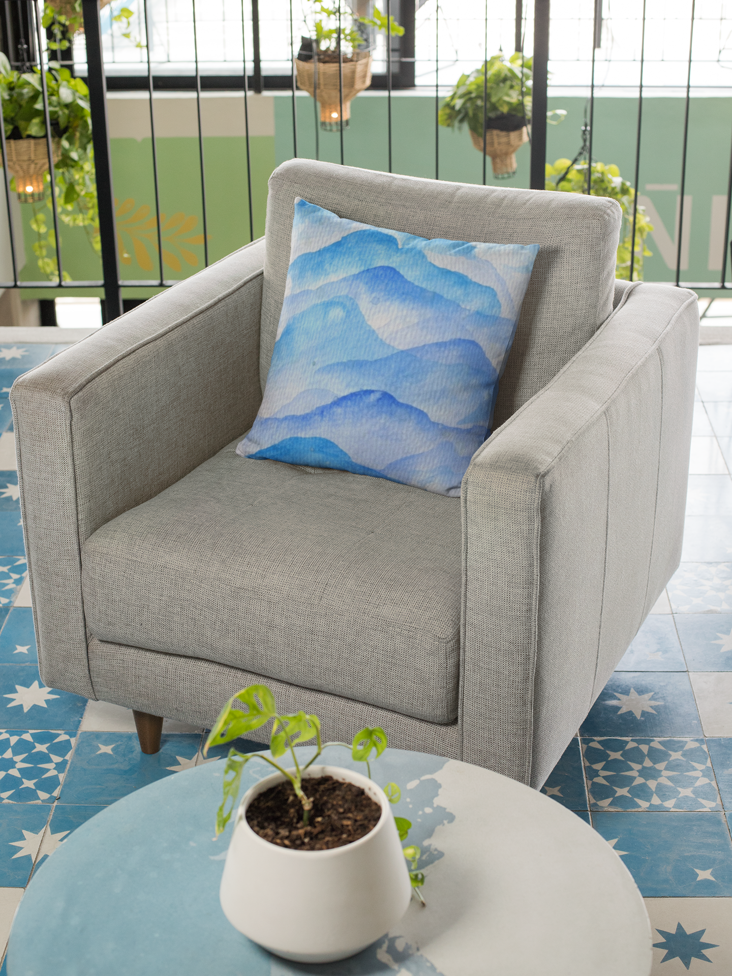 Coussin bleu mer - Square Pillow blue sea